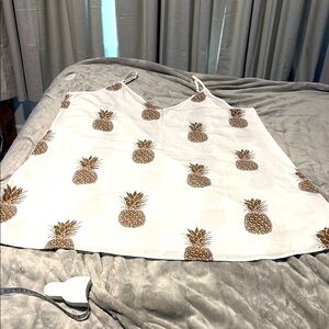 White Tank Dress with Pineapple Print